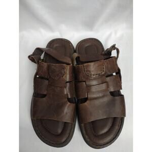 Born Men's Chestnut Brown Comfort Leather Sandals - Size 9M / EU 42